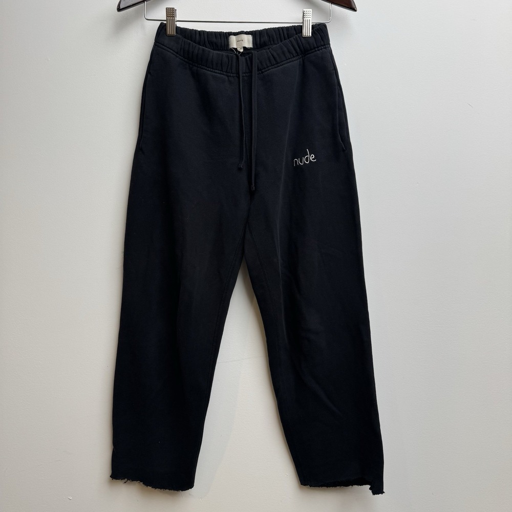 Kotn Sweatpants Womens XS Black Cotton Tapered Elastic Waist Pockets Lounge